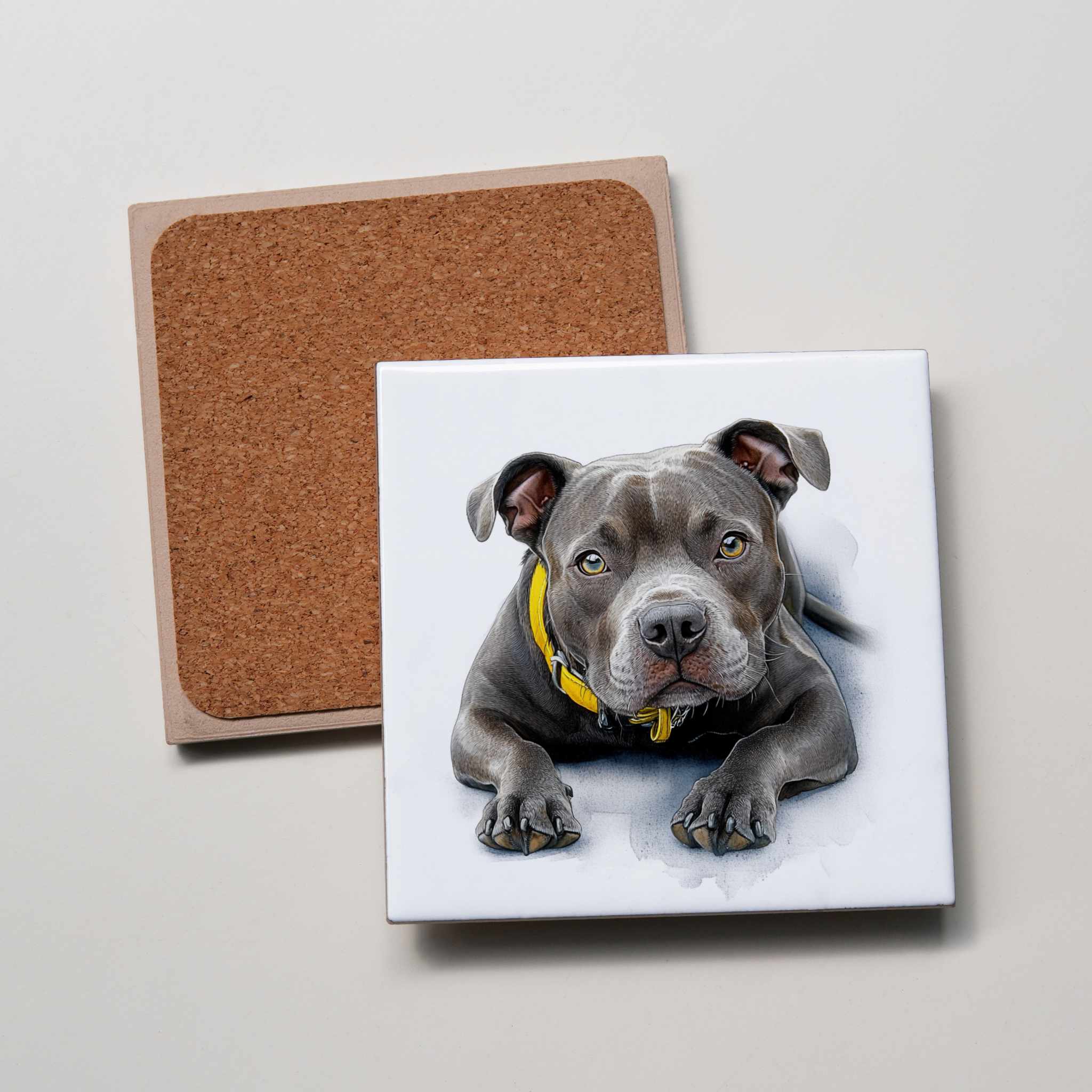 Staffordshire Bull Terrier - Grey -LD - Coaster