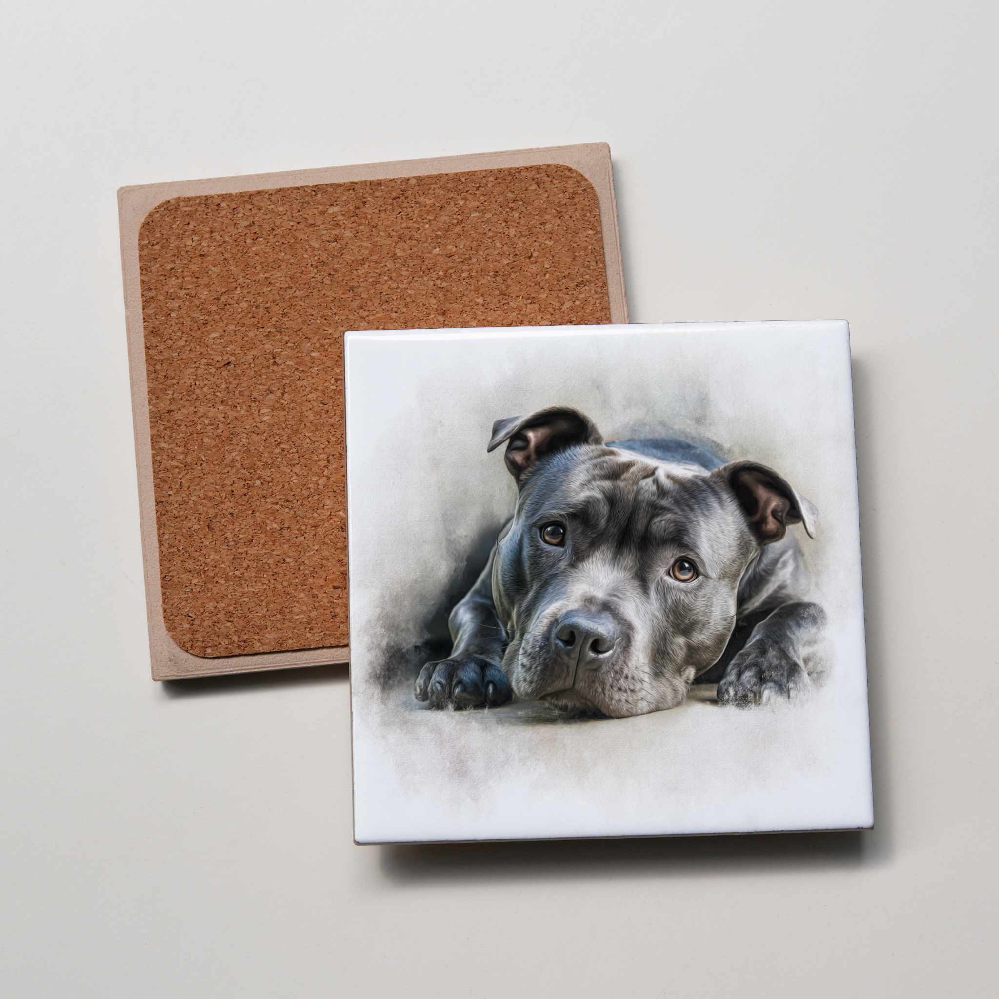 Staffordshire Bull Terrier - Grey -LD2 - Coaster