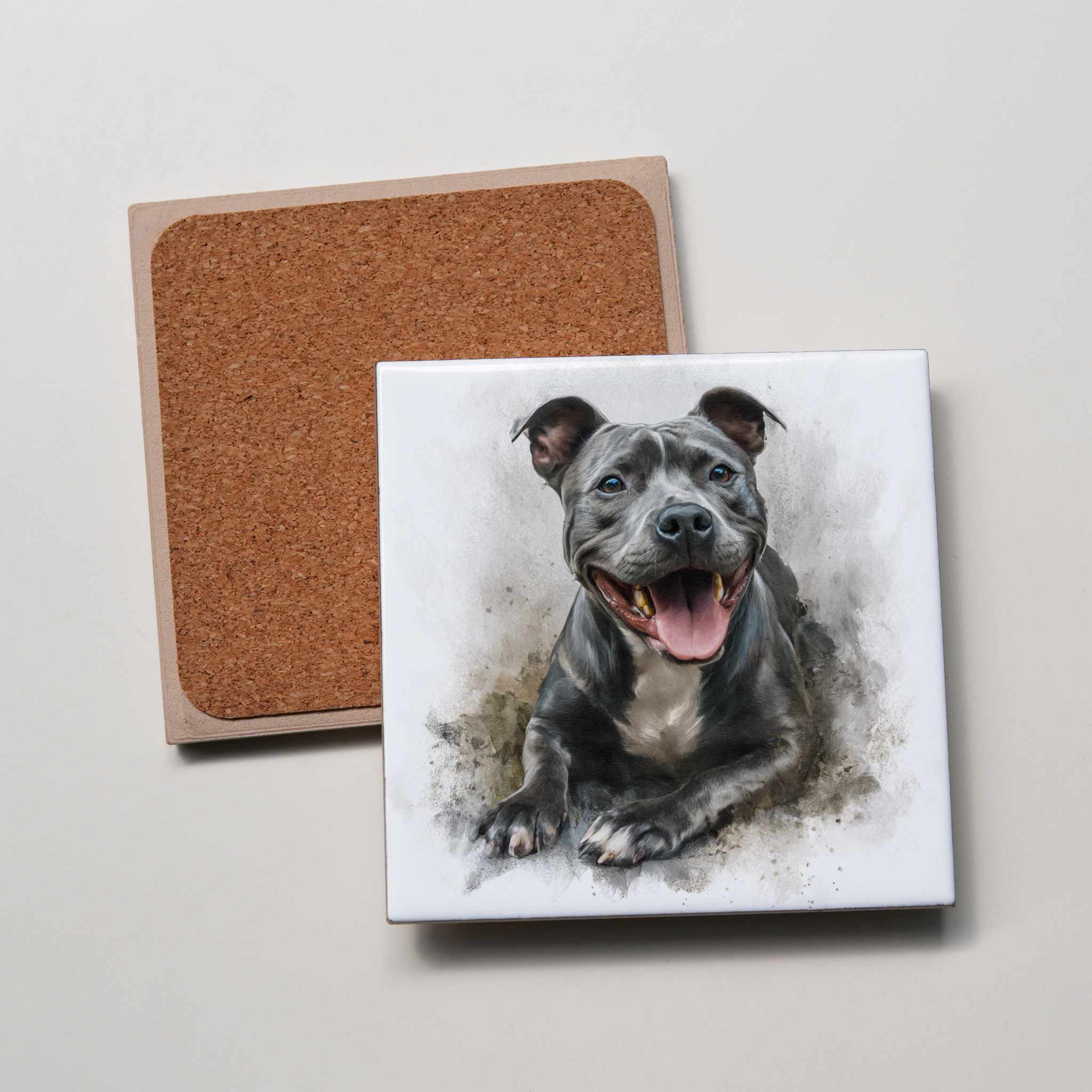 Staffordshire Bull Terrier - Grey -LD HU - Coaster
