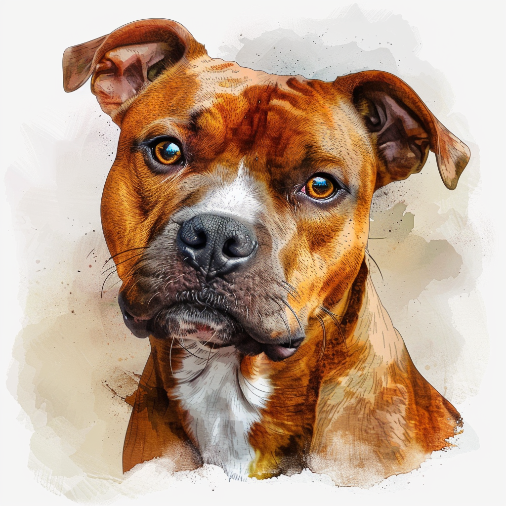 Staffordshire Bull Terrier - tan - Portrait - Coaster