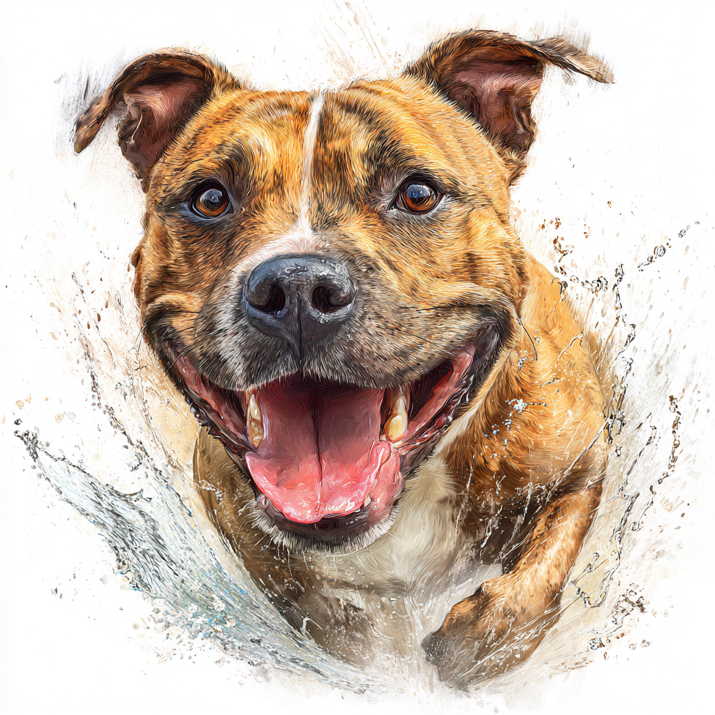Staffordshire Bull Terrier - tan - running - Coaster