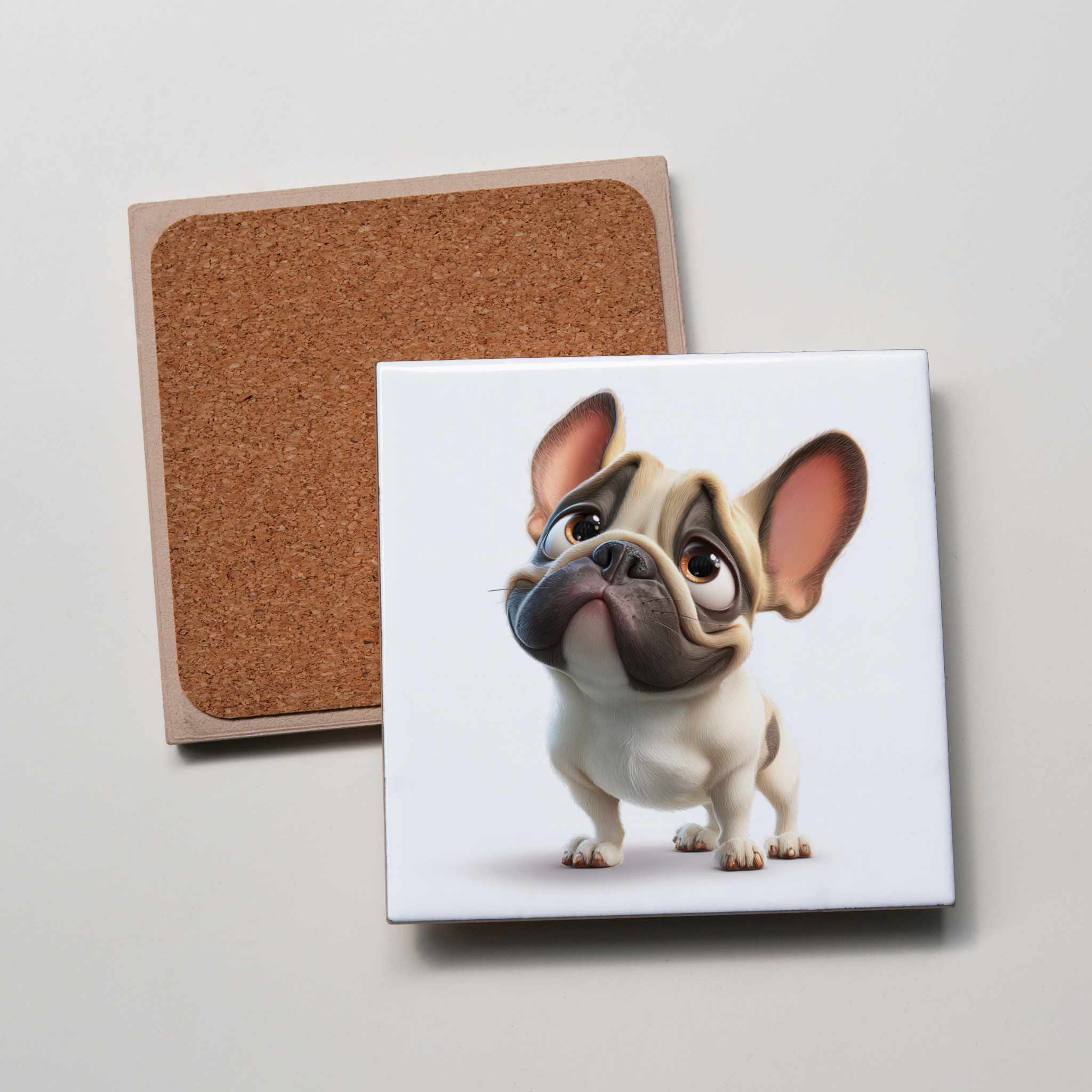 Tan French Bulldog - Caricature - Coaster