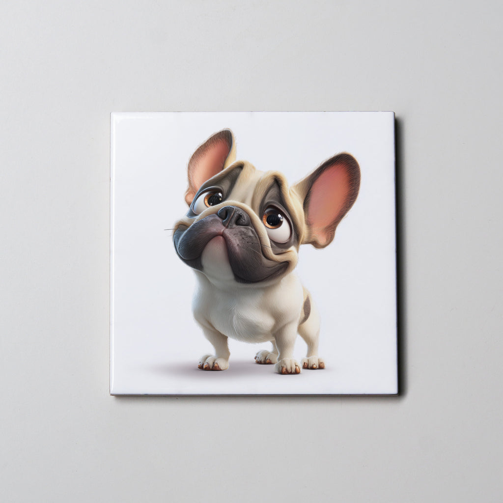 Tan French Bulldog - Caricature - Coaster