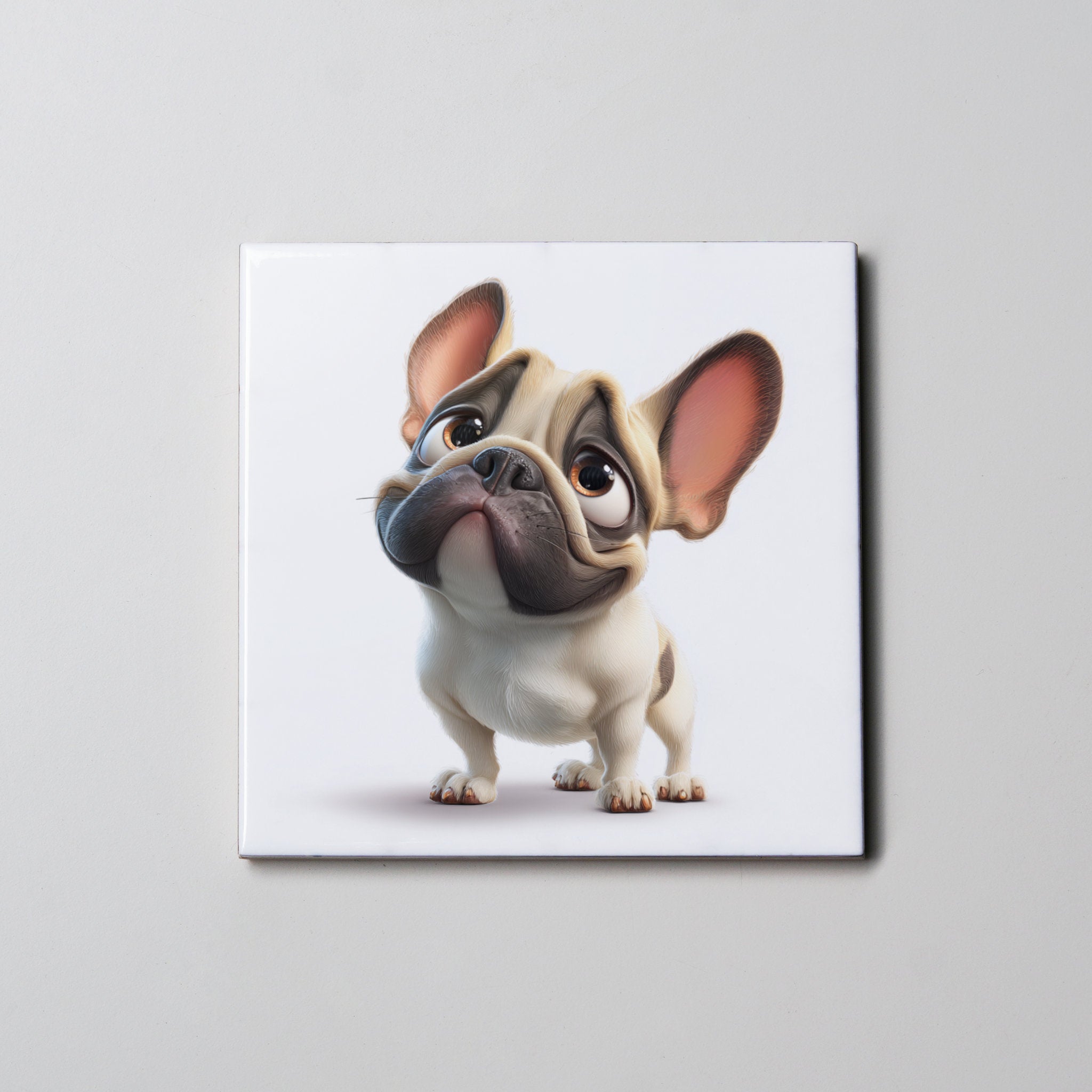 Tan French Bulldog - Caricature - Coaster