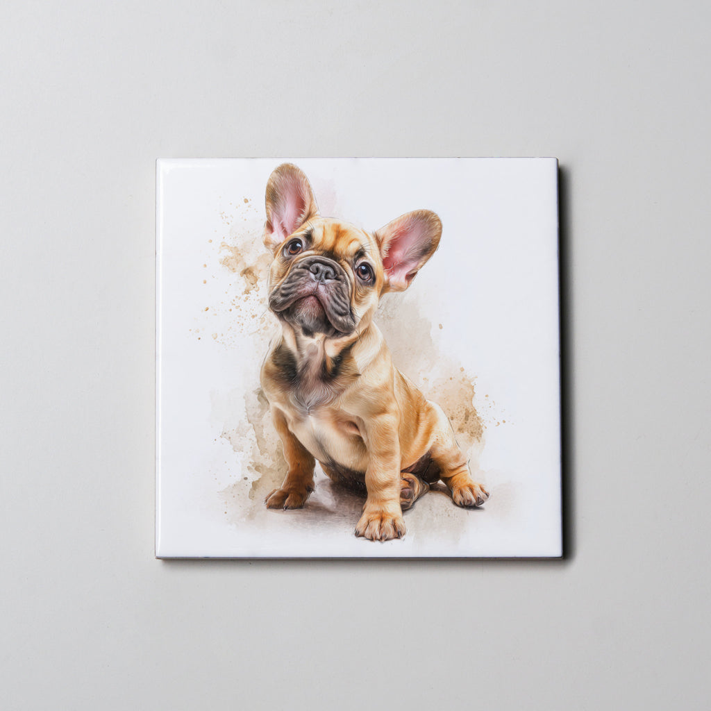Tan French Bulldog - Sitting - Coaster