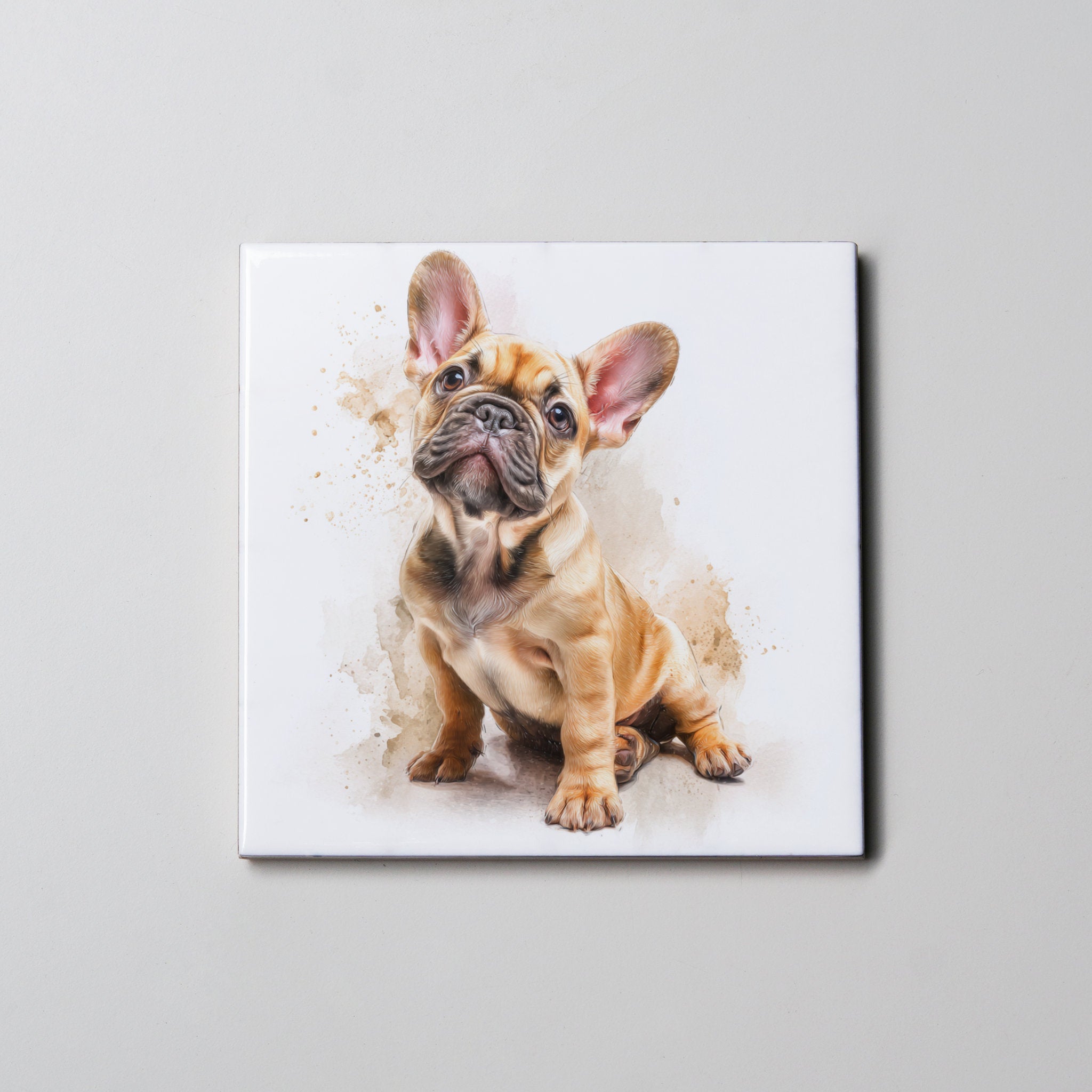 Tan French Bulldog - Sitting - Coaster