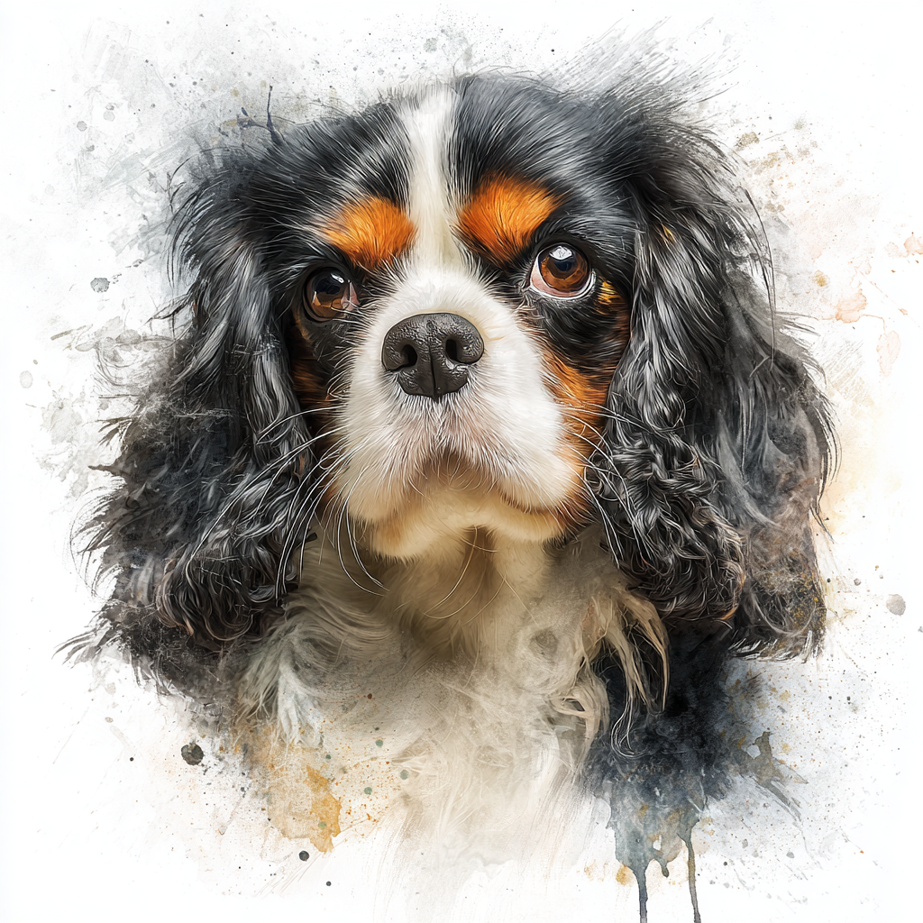 Tri-Colour Cavalier King Charles Spaniel Portrait Left - Coaster