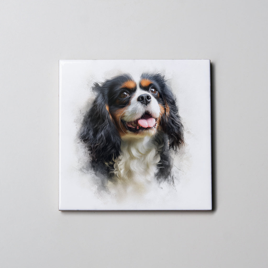Tri-Colour Cavalier King Charles Spaniel Portrait Right - Coaster