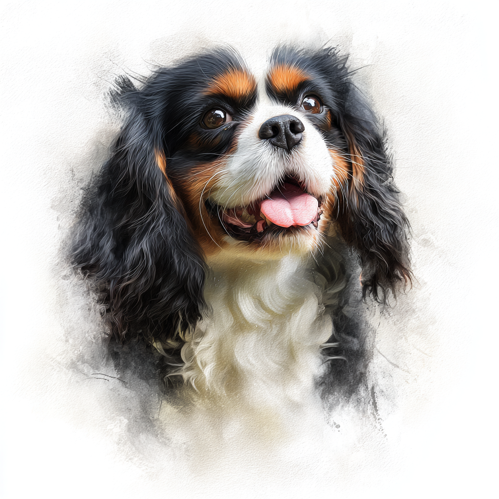 Tri-Colour Cavalier King Charles Spaniel Portrait Right - Coaster