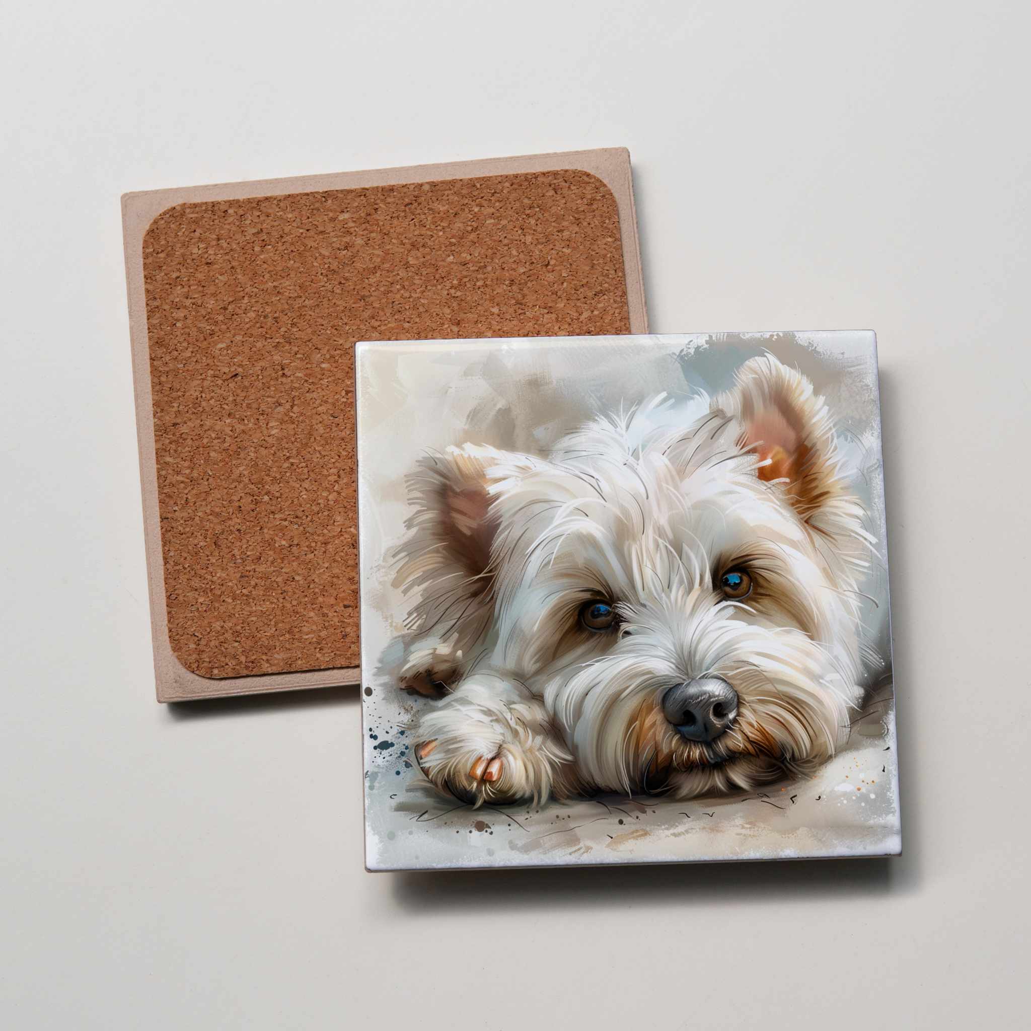 Westie - Lying - Coaster