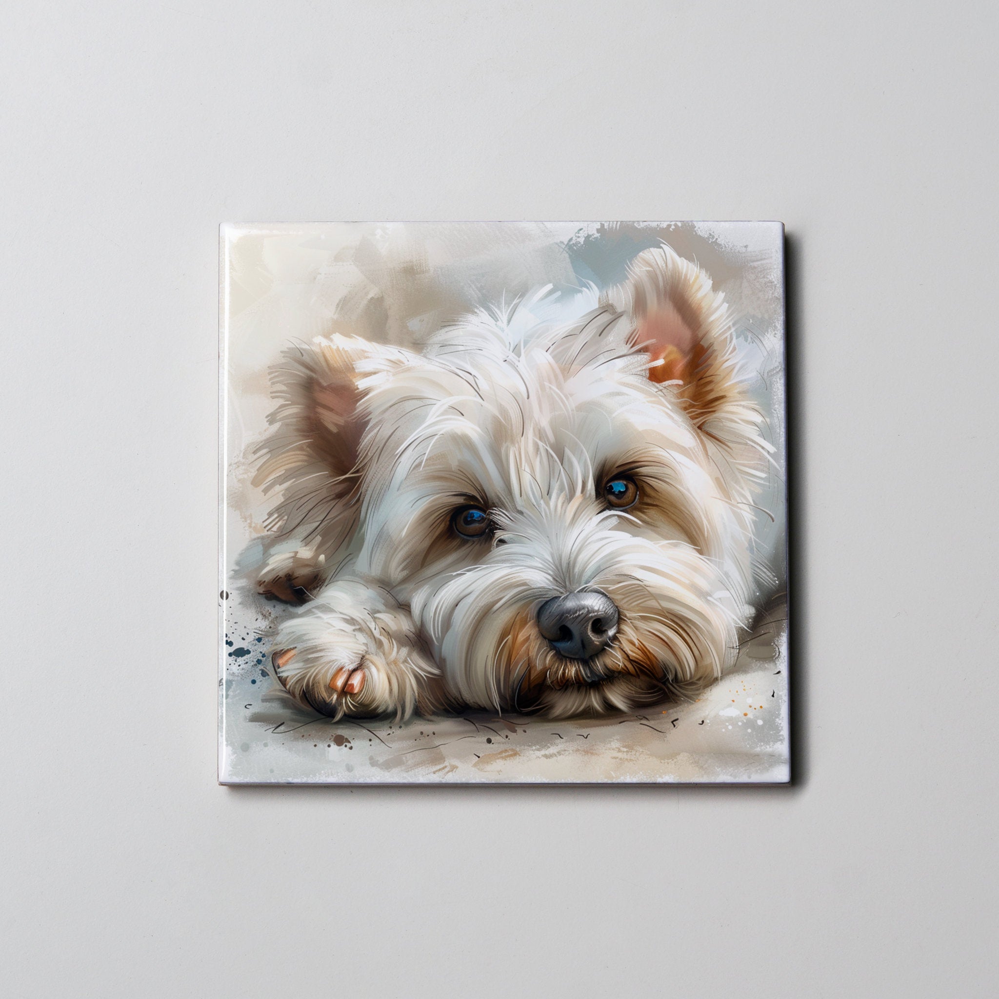 Westie - Lying - Coaster