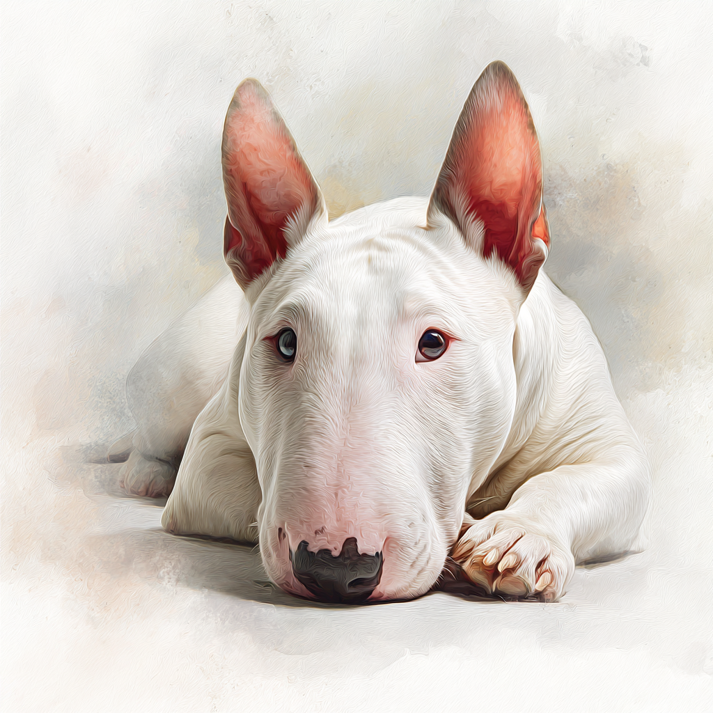 White Bull Terrier - Lying Down - Coaster