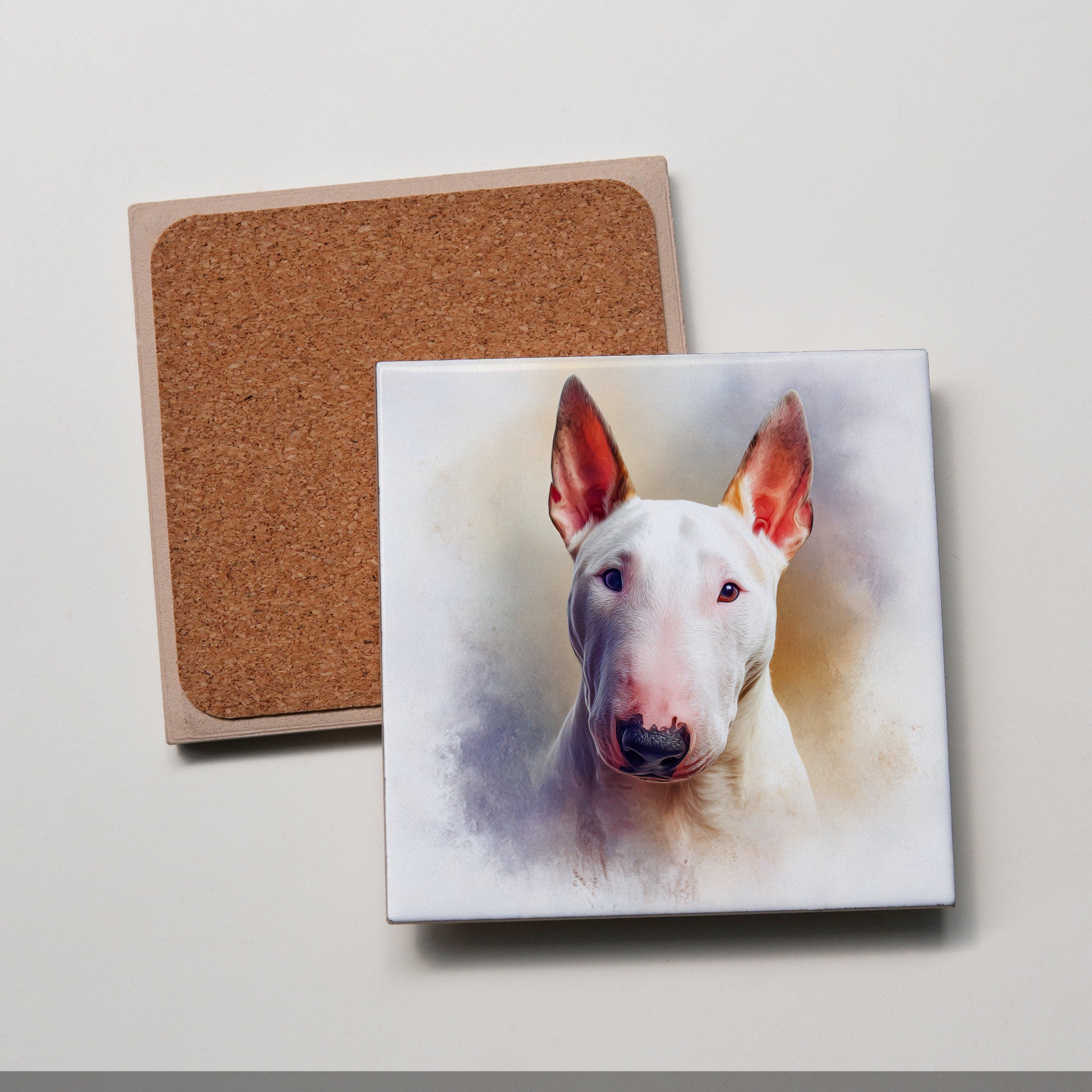 White Bull Terrier - Portrait - Coaster