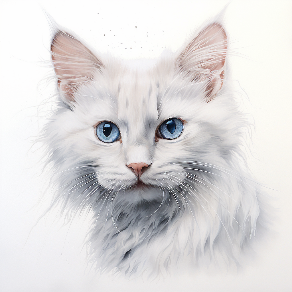 White Fluffy Cat - Coaster