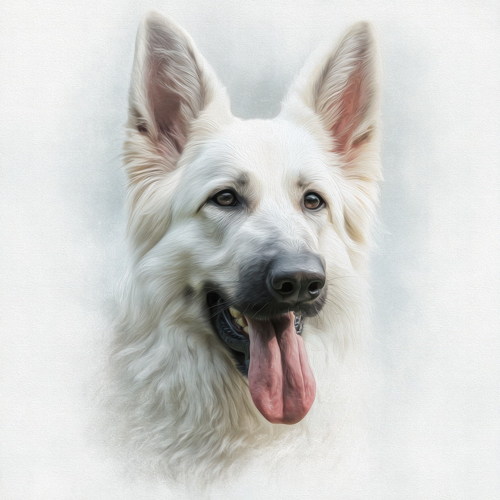 White German Shepherd Portrait - Coaster