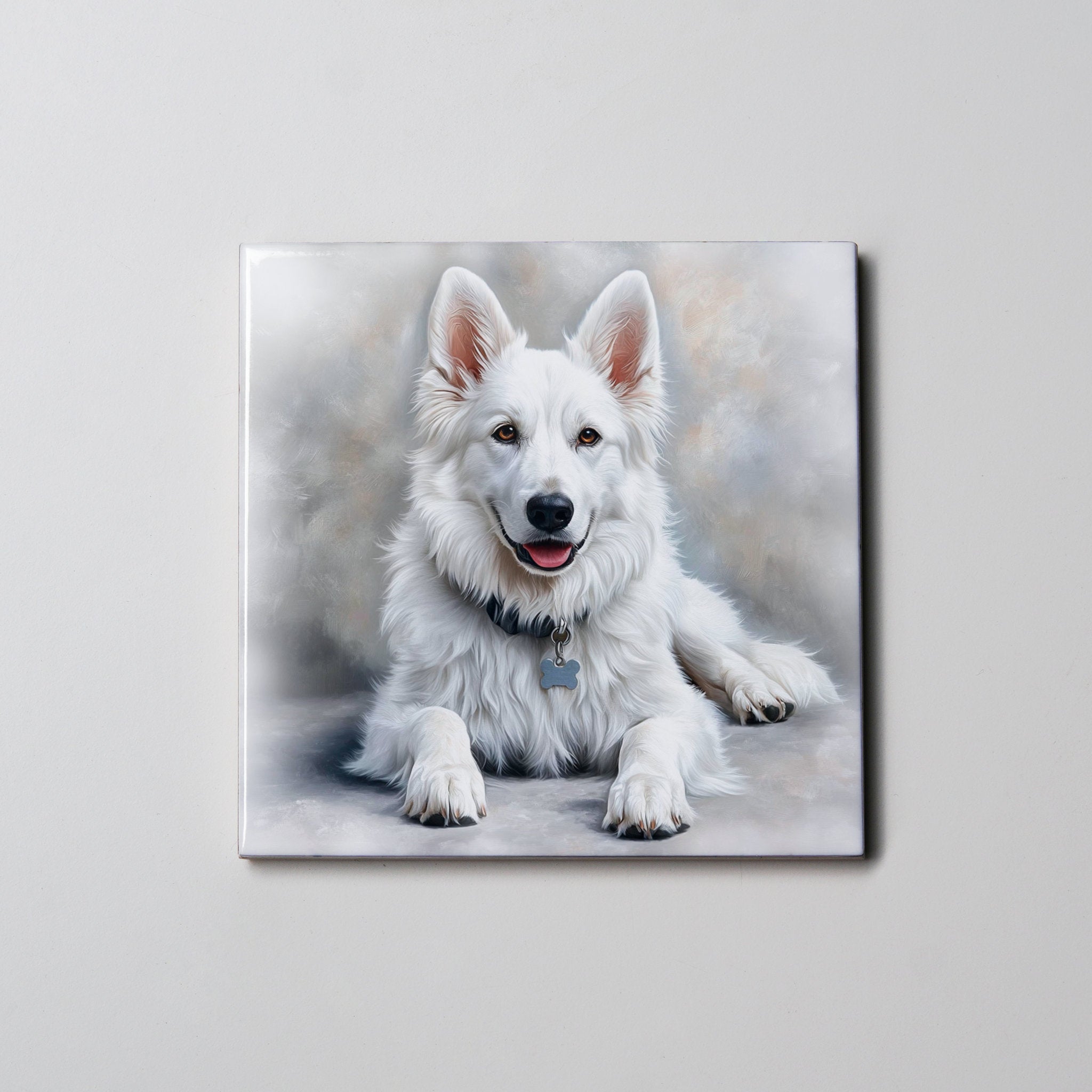 White German Shepherd - Lying Down - Coaster