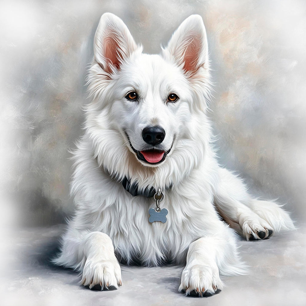 White German Shepherd - Lying Down - Coaster