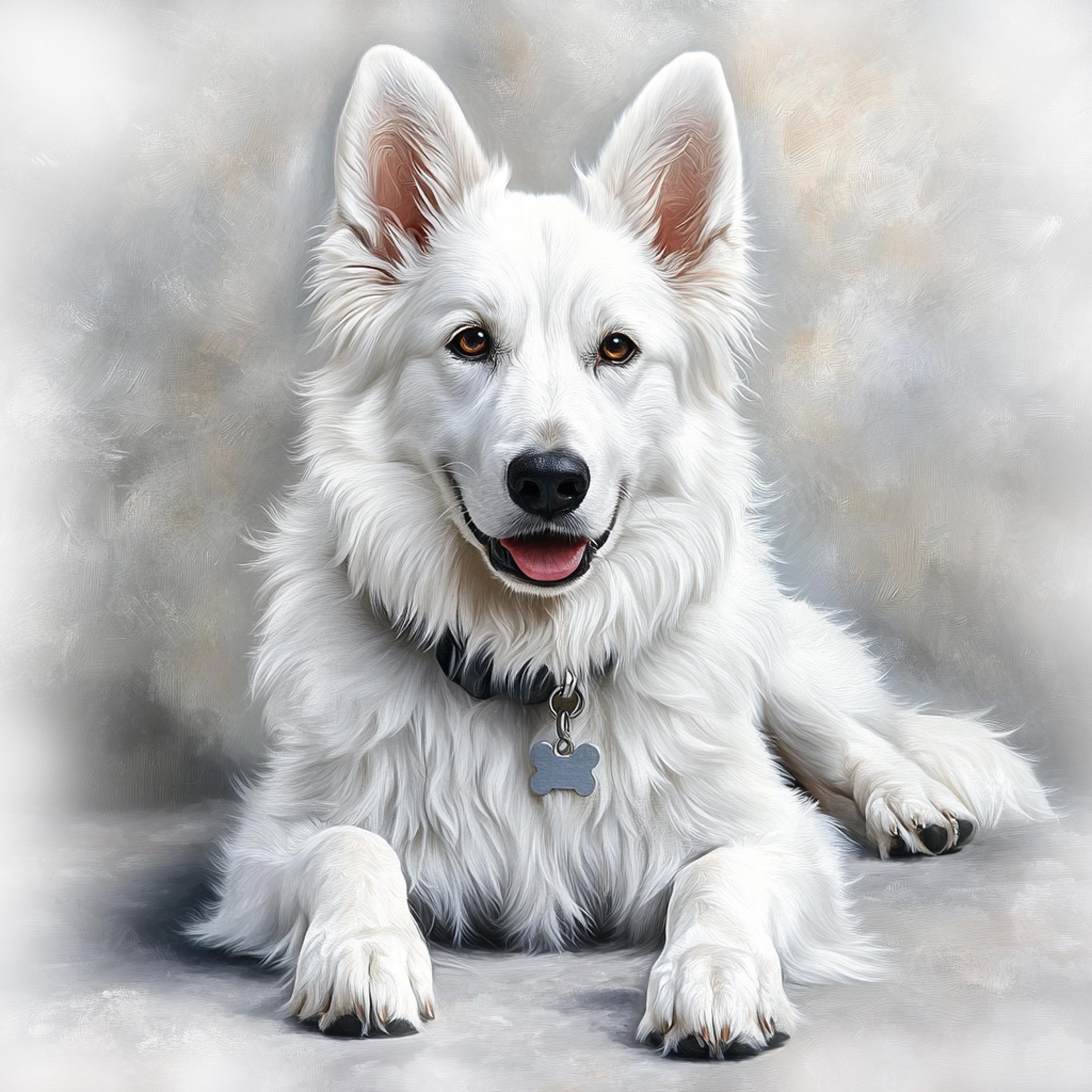 White German Shepherd - Lying Down - Coaster