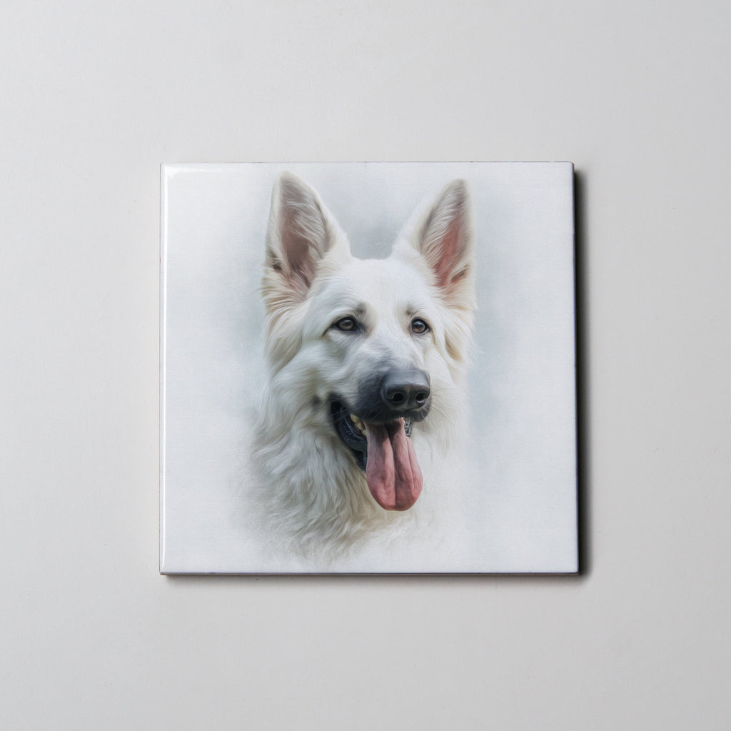 White German Shepherd Portrait - Coaster