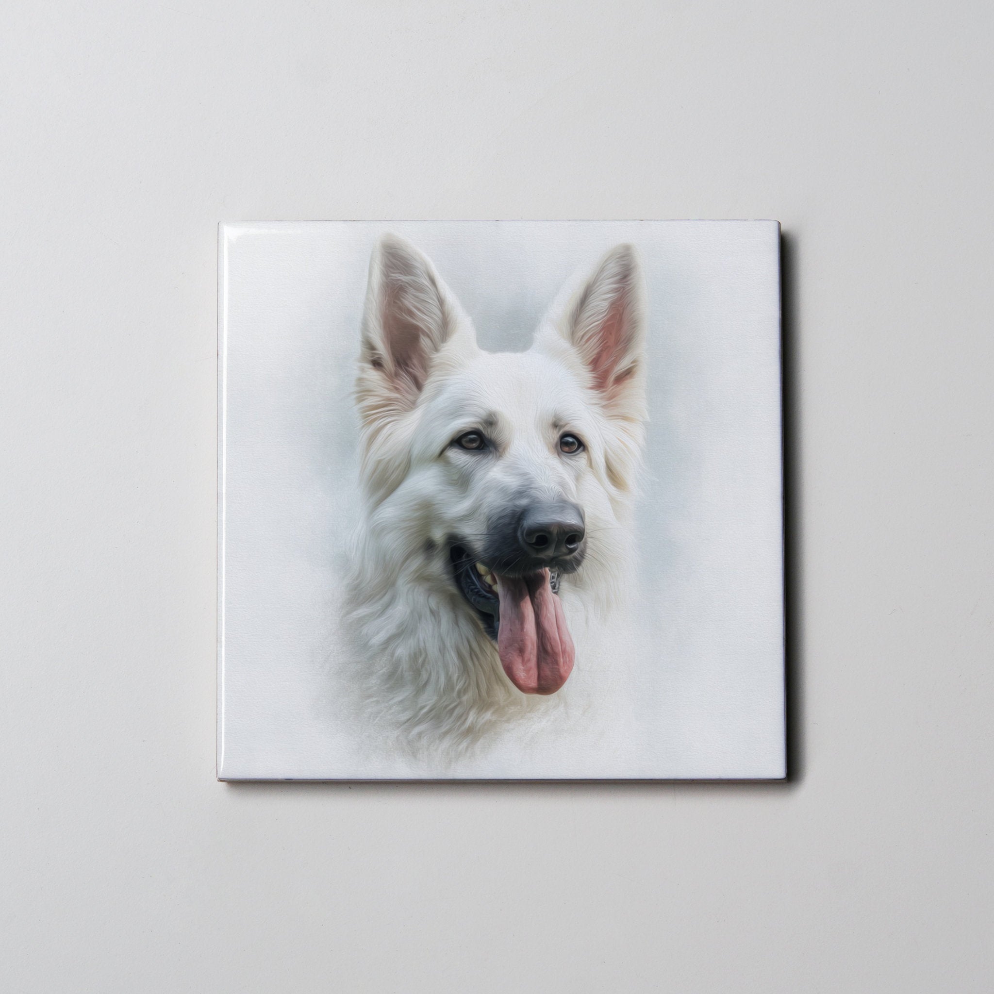 White German Shepherd Portrait - Coaster