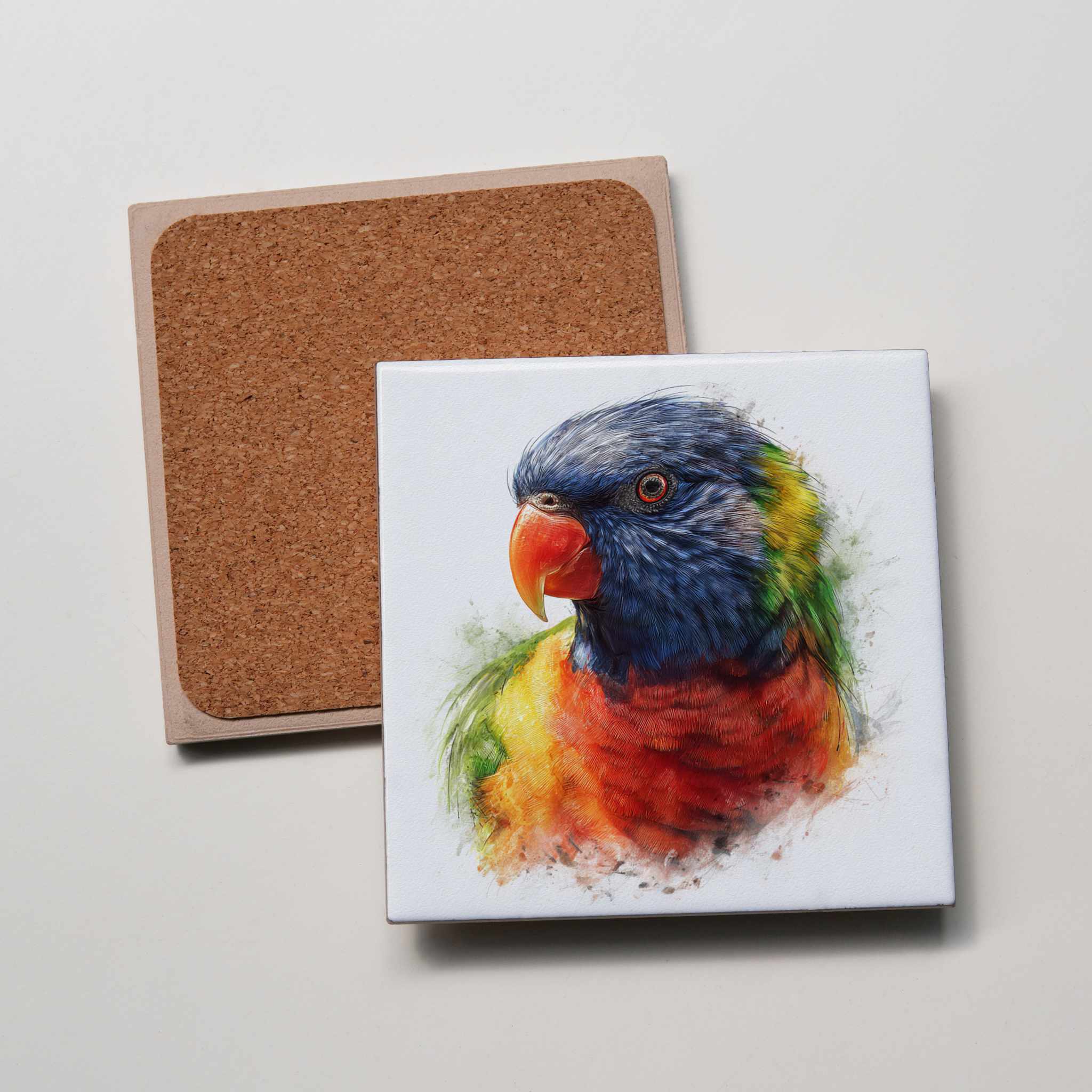 rainbow lorikeet portrait Left- Coaster