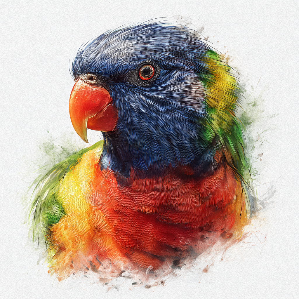 rainbow lorikeet portrait Left- Coaster