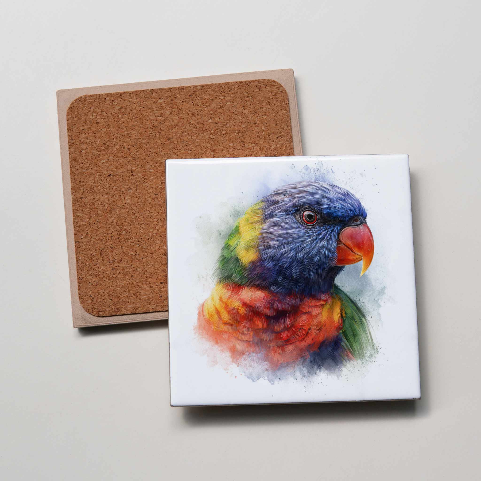 rainbow lorikeet portrait right - Coaster